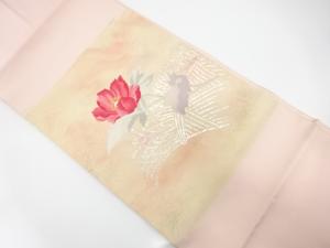 花に柴垣模様織り出し　名古屋帯